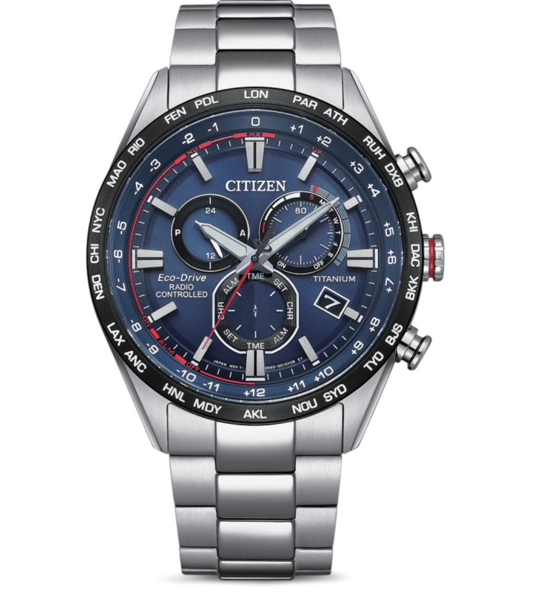 Zegarek męski Citizen Eco-Drive Radio Controlled Titanium Chronograph 43 mm CB5945-85L